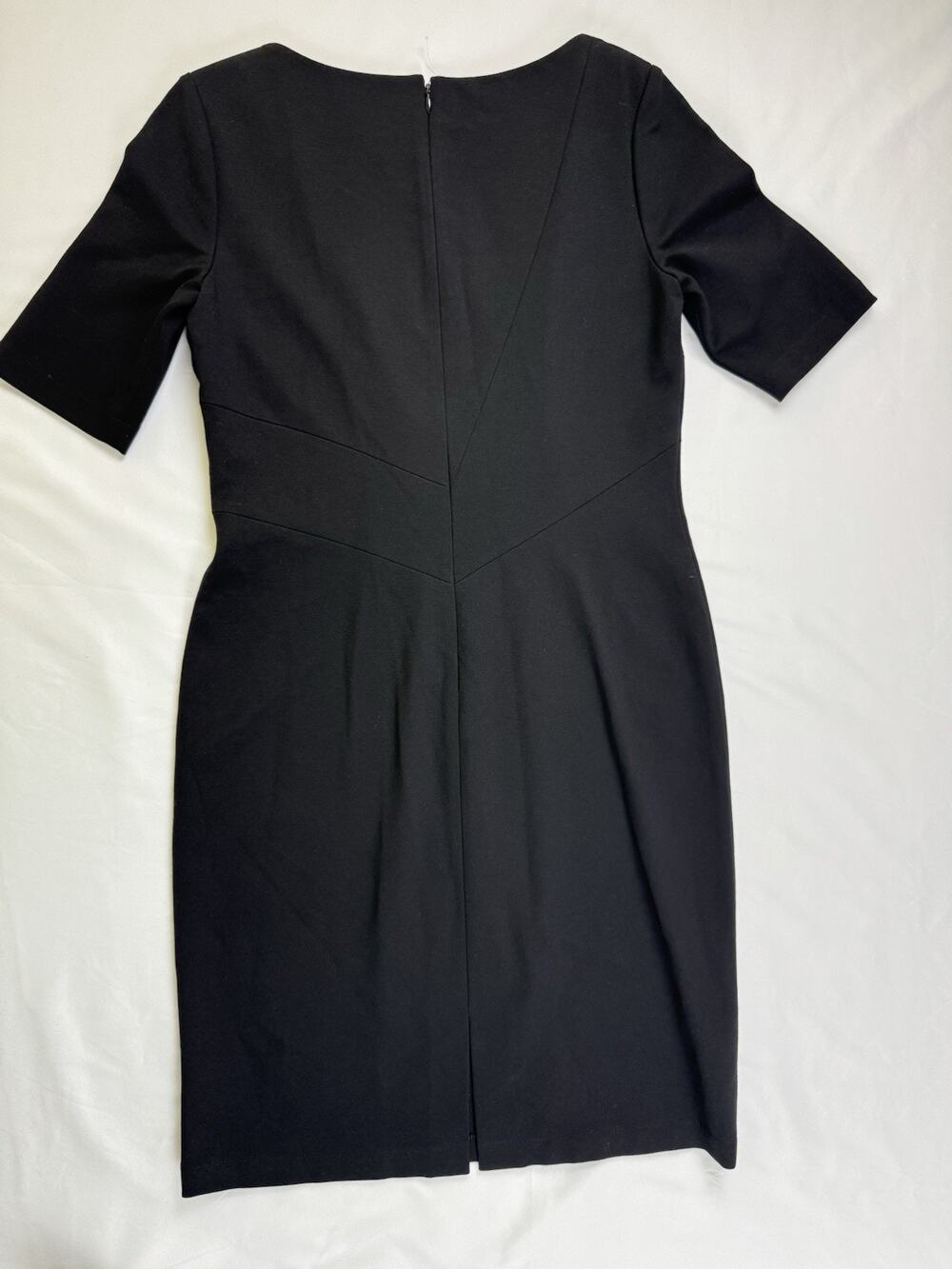 Lafayette 148 New York Dress 6 Black Sheath Seamed Ponte NWT $498
